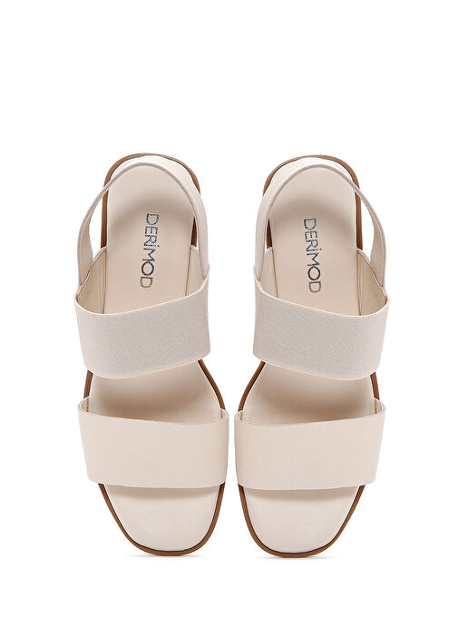 Kadın Bej Dolgu Topuklu Deri Sandalet 25SFD150914 - Görsel 7