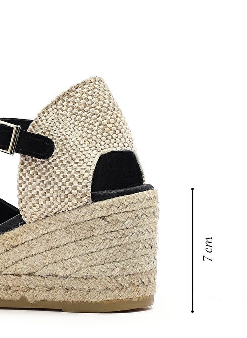 Derimod Derimod Kadın Siyah Bilekten Bantlı Dolgu Topuklu Süet Deri Espadril Sandalet 25SFD151110 Boyner'de! Siyah - 3. görsel