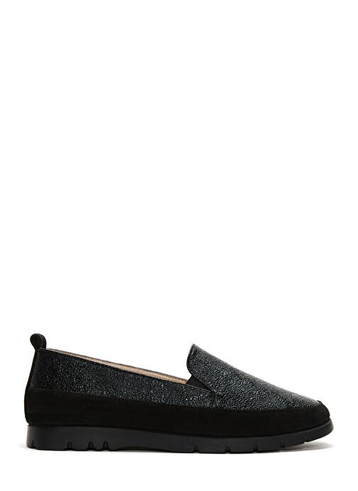 Kadın Siyah Simli Deri Comfort Loafer 25SFD1513SM - Görsel 2