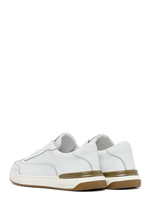 Erkek Beyaz Bağcıklı Deri Sneaker 25SFD688418 - Görsel 6