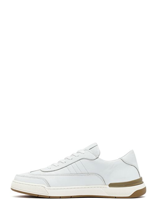Erkek Beyaz Bağcıklı Deri Sneaker 25SFD688418 - Görsel 3