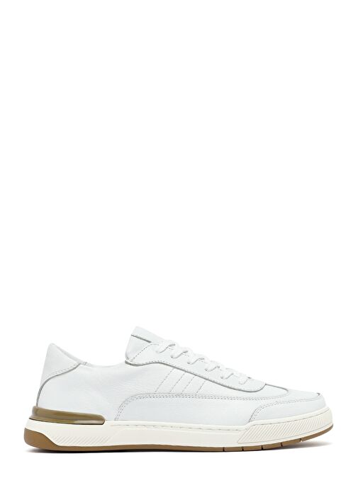Erkek Beyaz Bağcıklı Deri Sneaker 25SFD688418 - Görsel 2