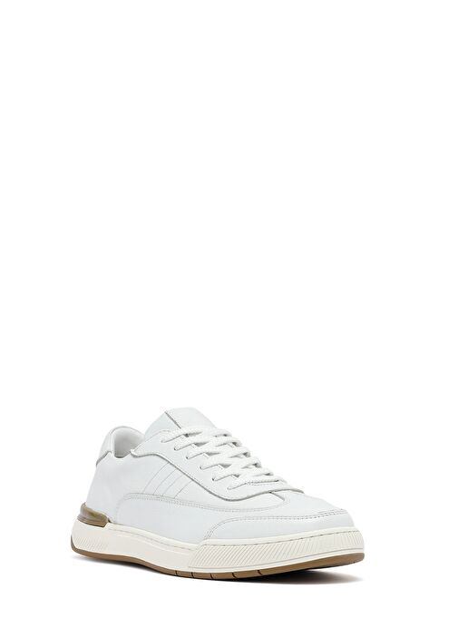 Erkek Beyaz Bağcıklı Deri Sneaker 25SFD688418 - Görsel 7