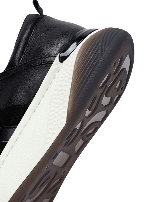Erkek Siyah Bağcıklı Kalın Tabanlı Deri Sneaker 25SFD688518 - Görsel 9
