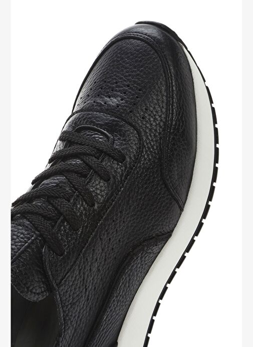Erkek Siyah Bağcıklı Kalın Tabanlı Deri Casual Sneaker 25SFD6885FT - Görsel 9
