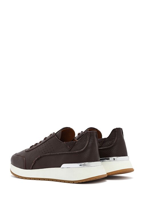 Erkek Kahverengi Bağcıklı Kalın Tabanlı Deri Casual Sneaker 25SFD6885FT - Görsel 6