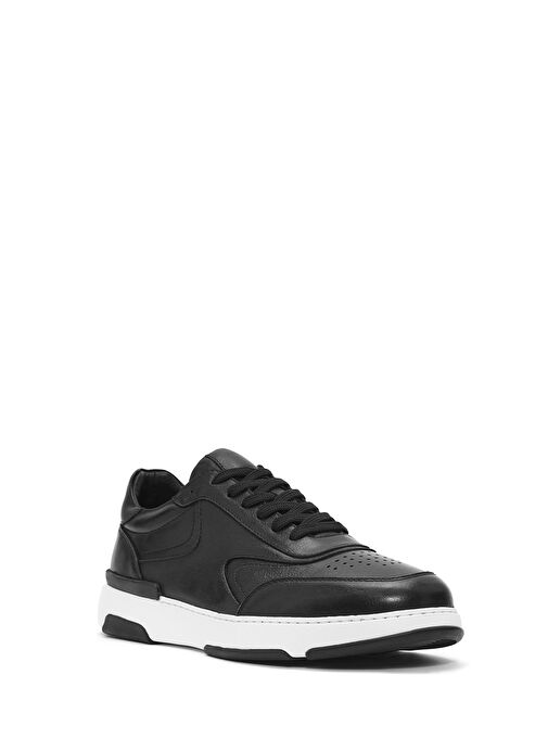 Erkek Siyah Bağcıklı Deri Sneaker 25SFD688818 - Görsel 7