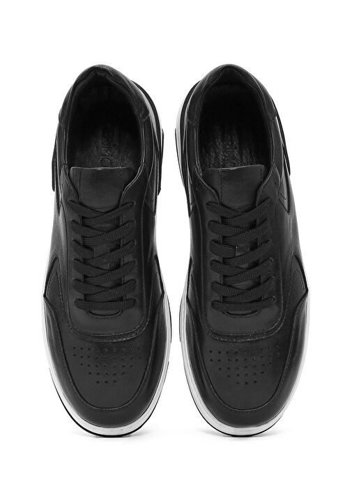Erkek Siyah Bağcıklı Deri Sneaker 25SFD688818 - Görsel 8