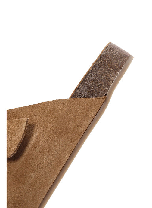 Kadın Taba Çift Tokalı Süet Deri Terlik 25SFD150210 - Görsel 9