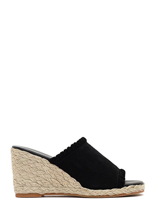 Derimod Derimod Kadın Siyah Dolgu Topuklu Süet Deri Espadril Terlik 25SFD150510 Sandalet & Terlik | Boyner Siyah - 2. görsel
