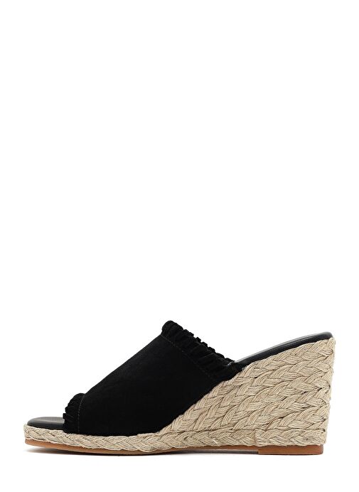 Derimod Derimod Kadın Siyah Dolgu Topuklu Süet Deri Espadril Terlik 25SFD150510 Sandalet & Terlik | Boyner Siyah - 5. görsel
