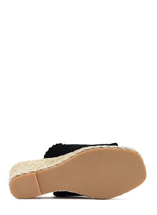Derimod Derimod Kadın Siyah Dolgu Topuklu Süet Deri Espadril Terlik 25SFD150510 Sandalet & Terlik | Boyner Siyah - 6. görsel