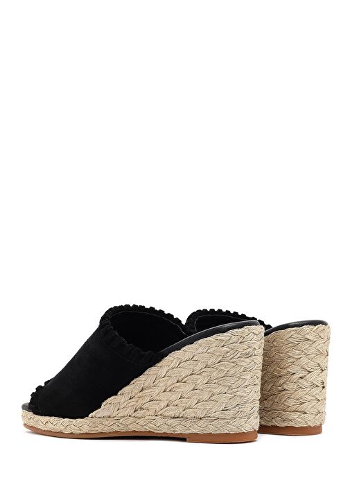 Derimod Derimod Kadın Siyah Dolgu Topuklu Süet Deri Espadril Terlik 25SFD150510 Sandalet & Terlik | Boyner Siyah - 7. görsel