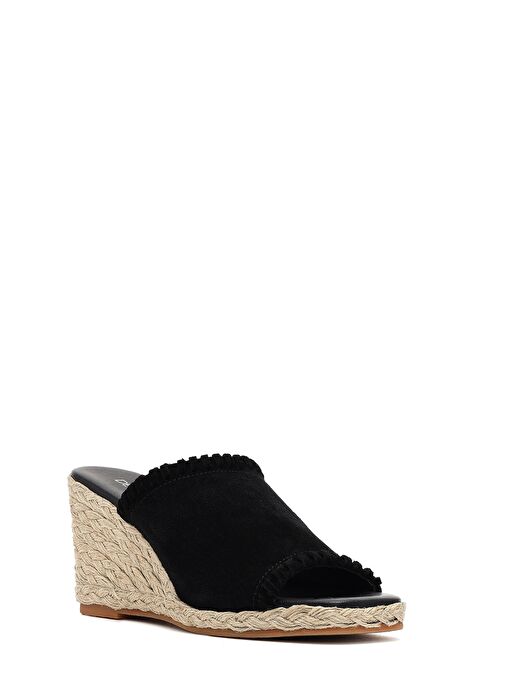Derimod Derimod Kadın Siyah Dolgu Topuklu Süet Deri Espadril Terlik 25SFD150510 Sandalet & Terlik | Boyner Siyah - 8. görsel