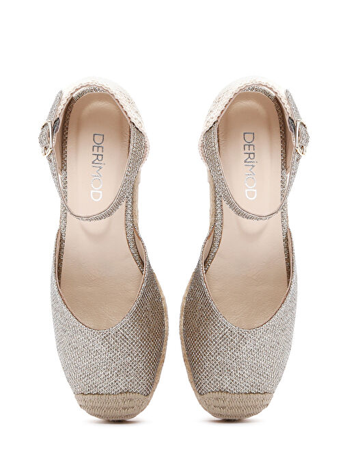 Derimod Derimod Kadın Bej Bilekten Bantlı Dolgu Topuklu Deri Espadril 25SFD151214 Casual Ayakkabı | Boyner Bej - 8. görsel