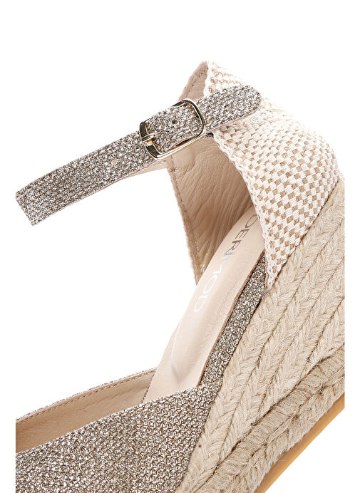 Derimod Derimod Kadın Bej Bilekten Bantlı Dolgu Topuklu Deri Espadril 25SFD151214 Casual Ayakkabı | Boyner Bej - 9. görsel