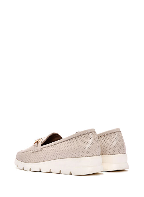 Kadın Krem Tokalı Deri Comfort Loafer 25SFD151718 - Görsel 6