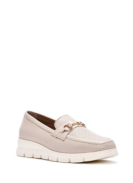 Kadın Krem Tokalı Deri Comfort Loafer 25SFD151718 - Görsel 7