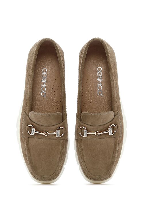 Kadın Vizon Dolgu Topuklu Süet Deri Comfort Loafer 25SFD151710 - Görsel 8