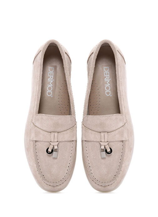 Kadın Bej Tokalı Süet Deri Comfort Loafer 25SFD151910 - Görsel 7