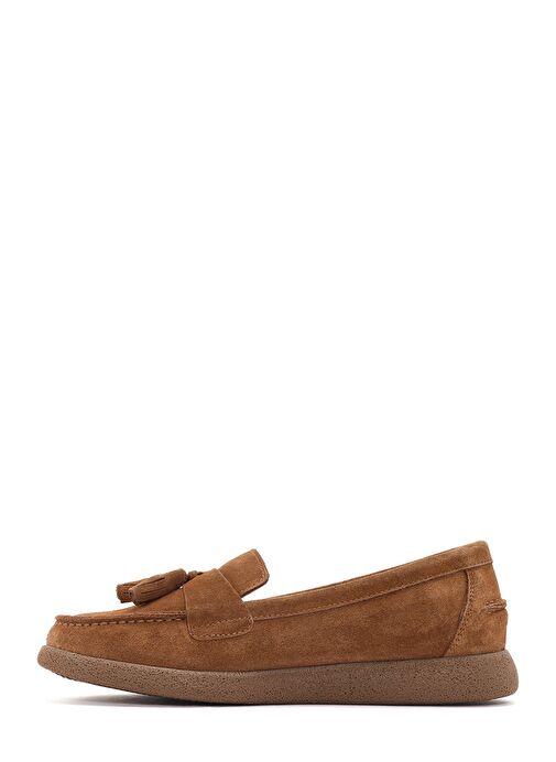 Kadın Taba Süet Deri Comfort Loafer 25SFD152010 - Görsel 3