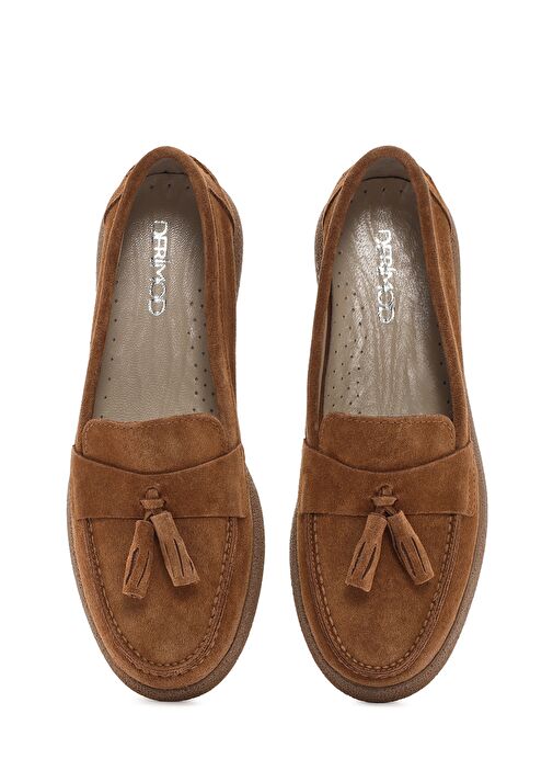 Kadın Taba Süet Deri Comfort Loafer 25SFD152010 - Görsel 8
