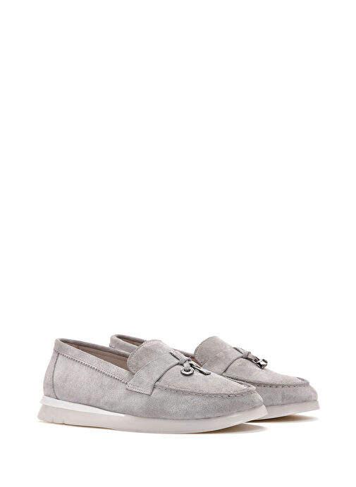 Kadın Vizon Tokalı Süet Deri Comfort Loafer 25SFD151910 - Görsel 4