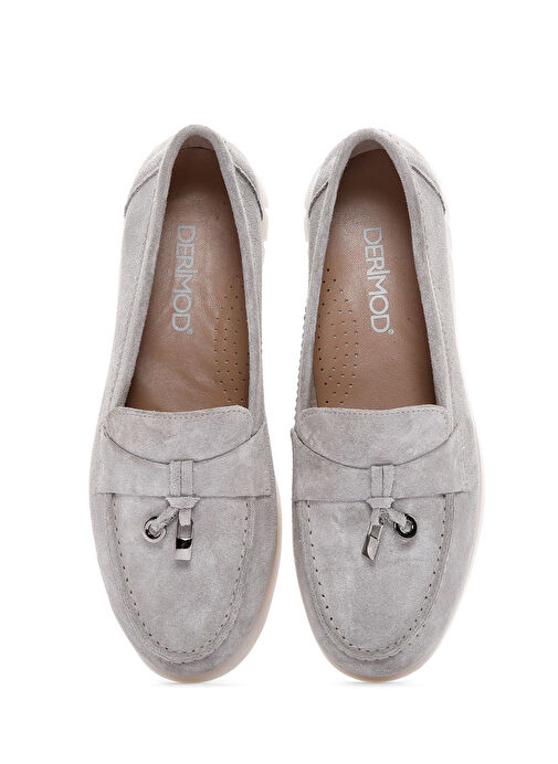 Kadın Vizon Tokalı Süet Deri Comfort Loafer 25SFD151910 - Görsel 8