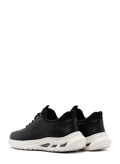 Erkek Siyah Bağcıklı Kalın Tabanlı Deri Sneaker 25SFD6760FT - Görsel 6