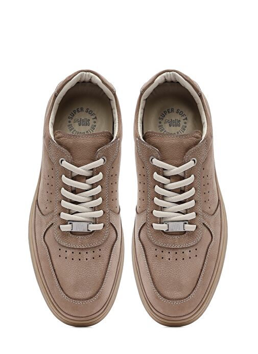 Erkek Vizon Bağcıklı Nubuk Deri Sneaker 25SFD6761V3 - Görsel 8