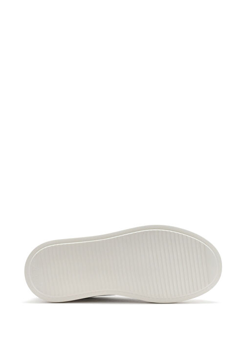 Erkek Beyaz Kalın Tabanlı Bağcıklı Deri Sneaker 25SFD654118 - Görsel 5