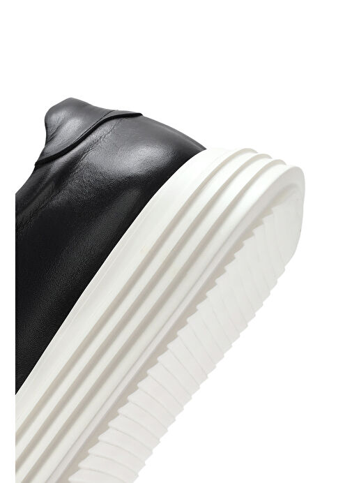 Erkek Siyah Kalın Tabanlı Bağcıklı Deri Sneaker 25SFD654118 - Görsel 9