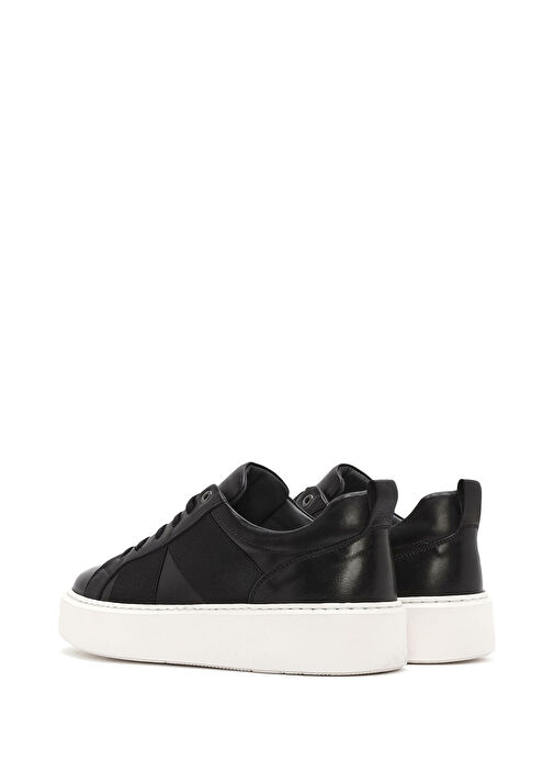 Erkek Siyah Bağcıklı Kalın Tabanlı Deri Sneaker 25SFD654318 - Görsel 6