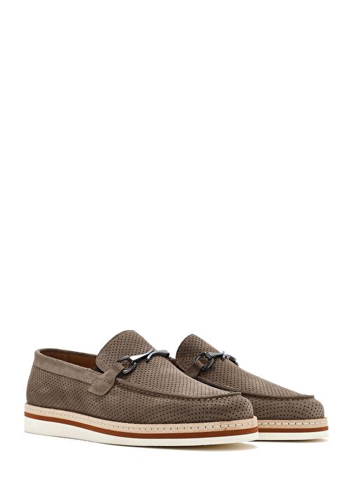Erkek Vizon Süet Deri Casual Loafer 25SFD722210 - Görsel 4