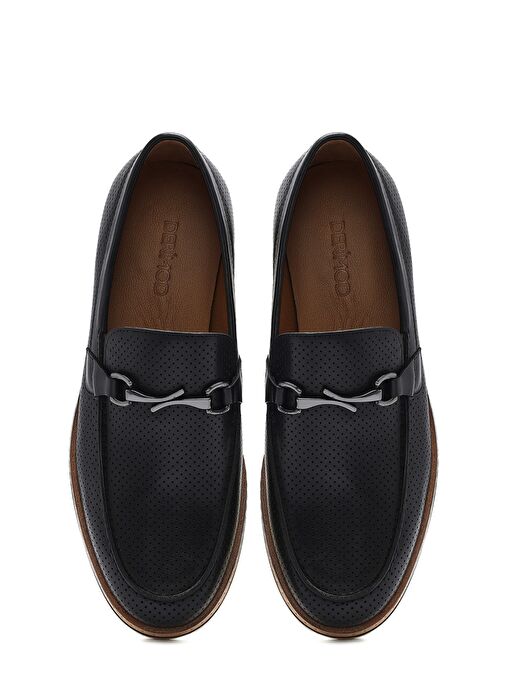 Erkek Siyah Deri Casual Loafer 25SFD722218 - Görsel 8
