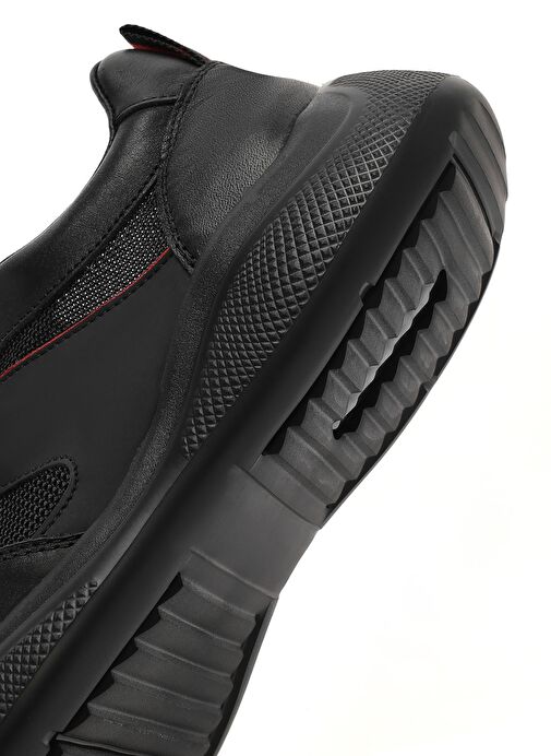 Erkek Siyah Bağcıklı Kalın Tabanlı Deri Casual Sneaker 25SFD756314 - Görsel 9
