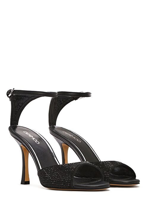 Derimod Derimod Kadın Siyah Bilekten Bantlı Taşlı Deri İnce Yüksek Topuklu Ayakkabı 25SFD1201TS | Boyner Siyah - 4. görsel