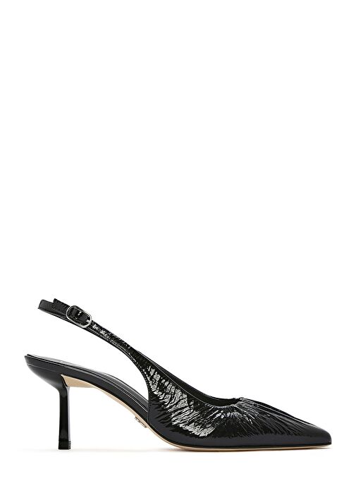 Kadın Siyah Arkası Açık İnce Topuklu Deri Ayakkabı 25SFD120916 - Görsel 2