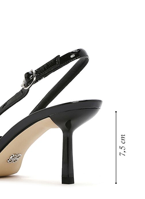 Kadın Siyah Arkası Açık İnce Topuklu Deri Ayakkabı 25SFD120916 - Görsel 3