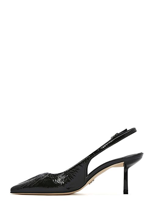 Kadın Siyah Arkası Açık İnce Topuklu Deri Ayakkabı 25SFD120916 - Görsel 5