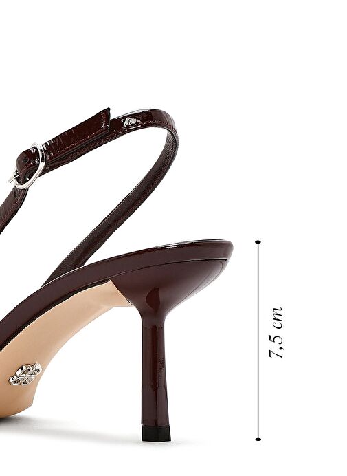 Kadın Bordo Arkası Açık Deri İnce Topuklu Ayakkabı 25SFD120916 - Görsel 3