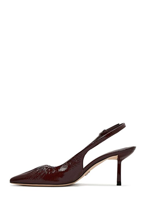 Kadın Bordo Arkası Açık Deri İnce Topuklu Ayakkabı 25SFD120916 - Görsel 5
