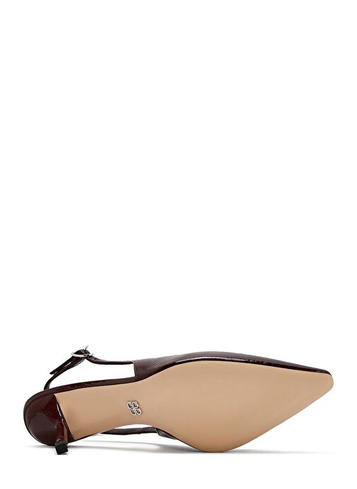 Kadın Bordo Arkası Açık Deri İnce Topuklu Ayakkabı 25SFD120916 - Görsel 6