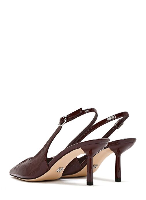 Kadın Bordo Arkası Açık Deri İnce Topuklu Ayakkabı 25SFD120916 - Görsel 7