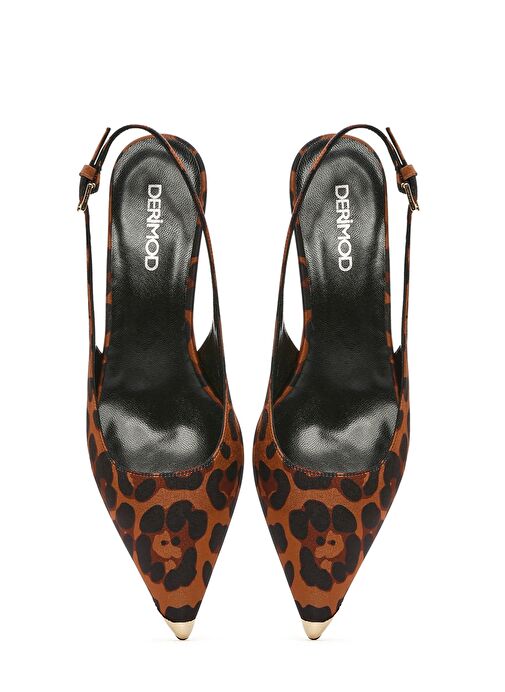 Derimod Derimod Belirsiz Kadın Leopar Desenli Arkası Açık Saten Deri Kısa İnce Topuklu Ayakkabı 25SFD12086F | Boyner Belirsiz - 8. görsel