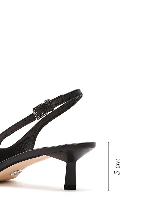 Derimod Derimod Kadın Siyah Arkası Açık Deri Kısa İnce Topuklu Ayakkabı 25SFD120818 | Boyner Siyah - 3. görsel