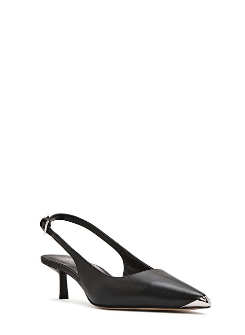 Derimod Derimod Kadın Siyah Arkası Açık Deri Kısa İnce Topuklu Ayakkabı 25SFD120818 | Boyner Siyah - 8. görsel