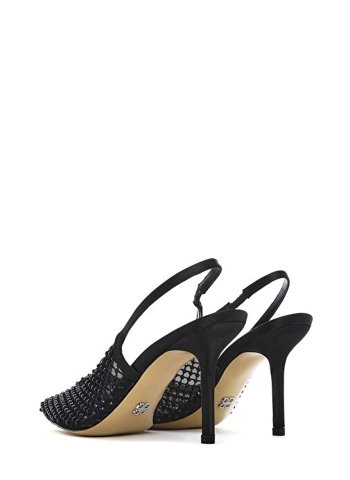 Kadın Siyah Taşlı Arkası Açık İnce Topuklu Deri Ayakkabı 25SFD1210TS - Görsel 7