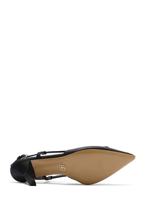 Kadın Siyah Bilekten Tokalı Arkası Açık İnce Topuklu Deri Ayakkabı 25SFD121218 - Görsel 6