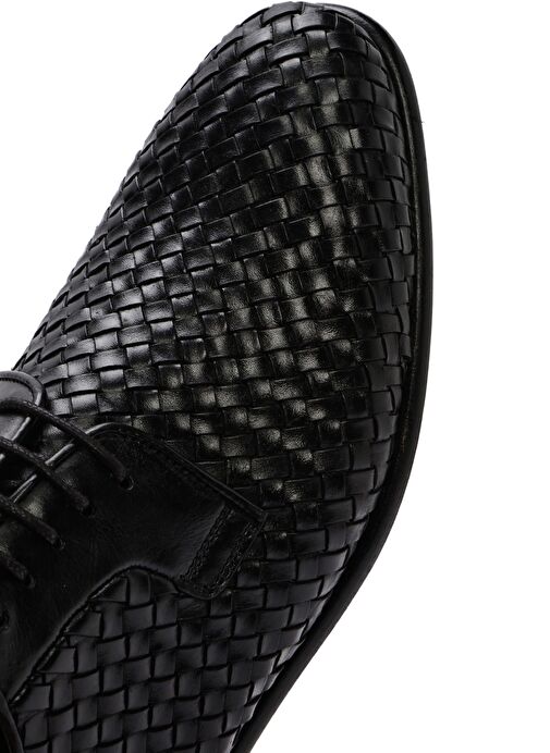 Erkek Siyah Örgülü Deri Klasik Ayakkabı 25SFD601529 - Görsel 9